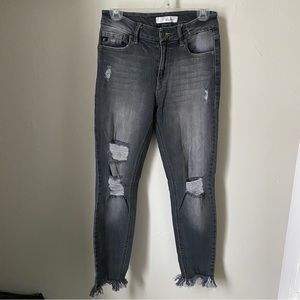 Kancan grey wash distressed skinny jeans
